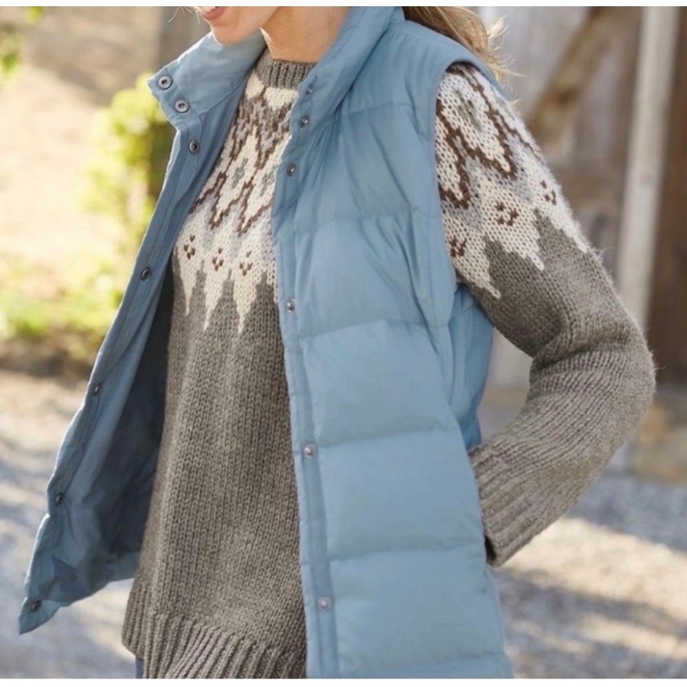 J. Jill Light Blue Down Filled Snap Front Fall Lightweight Puffer Vest L